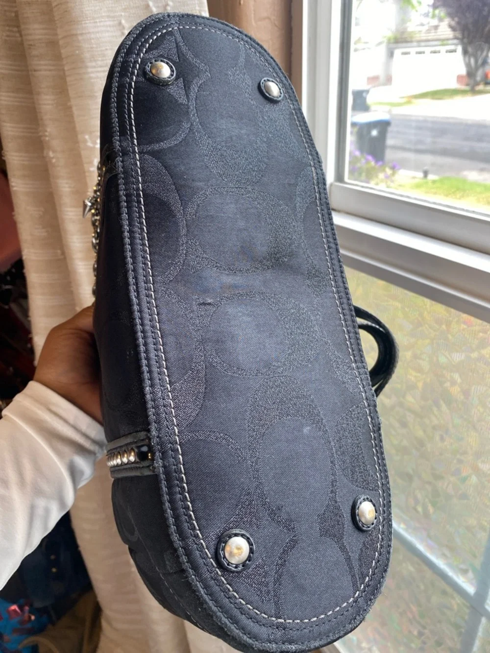 Coach Black Signature Studded Tote - Picture 2 of 8